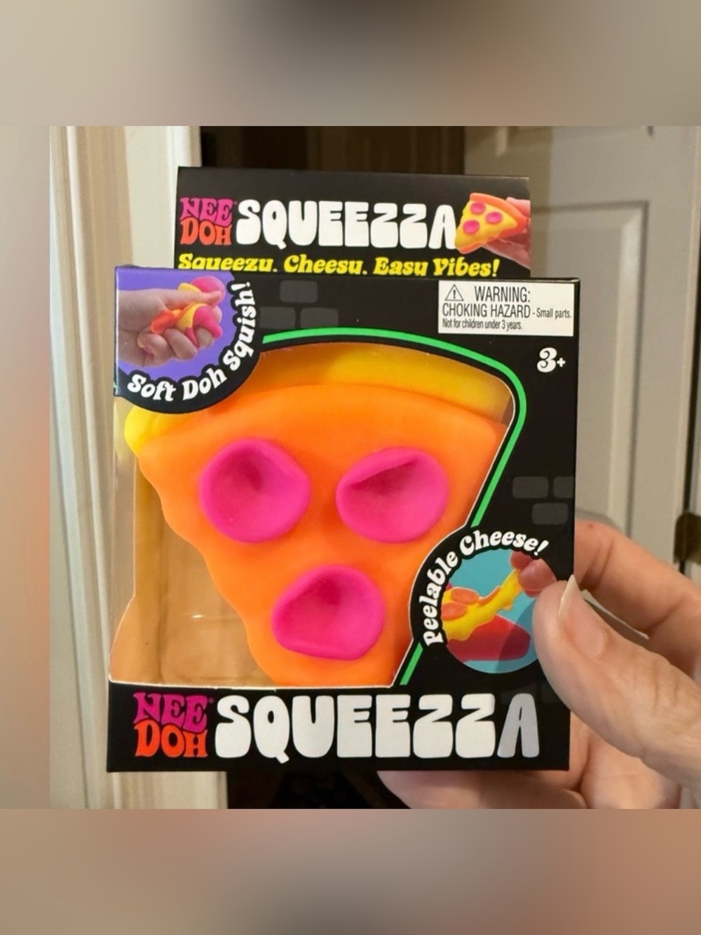 Nee Doh Squeezzza Pizza Stress Toy - Orange & Pink